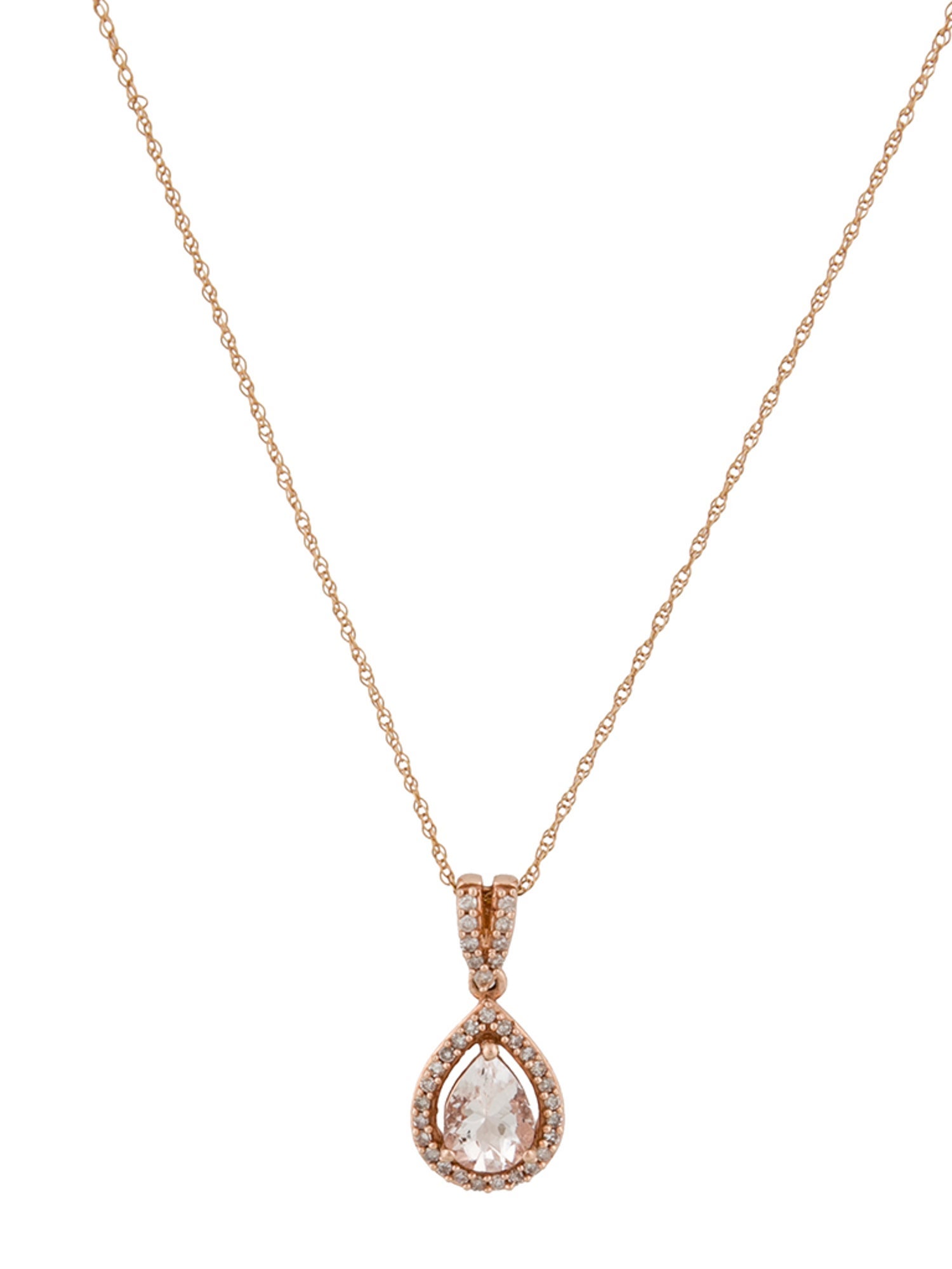 Pendant 10K Morganite & Diamond Pendant Necklace