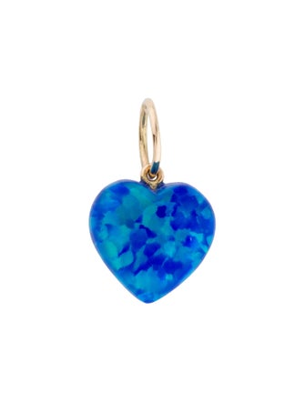 Pendant 14K Synthetic Opal & Diamond Heart Pendant