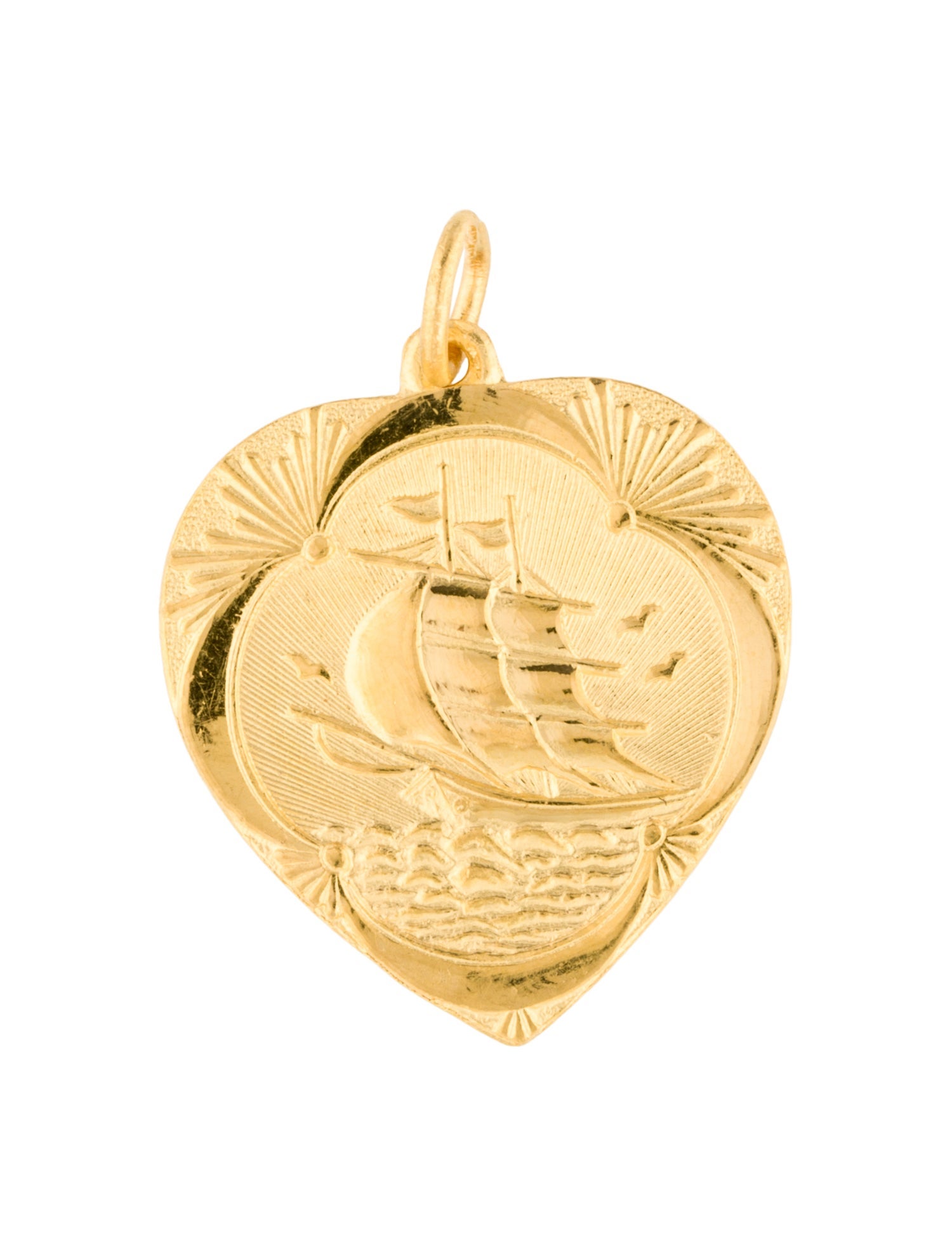 Pendant 24K Heart Shaped Sailboat