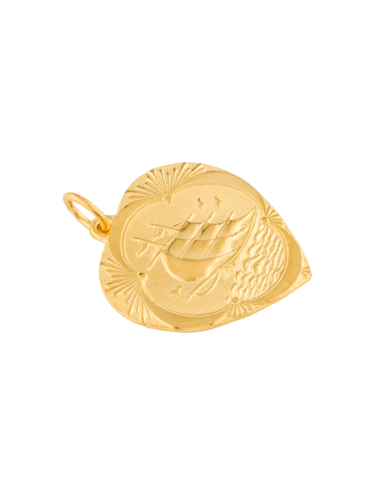 Pendant 24K Heart Shaped Sailboat