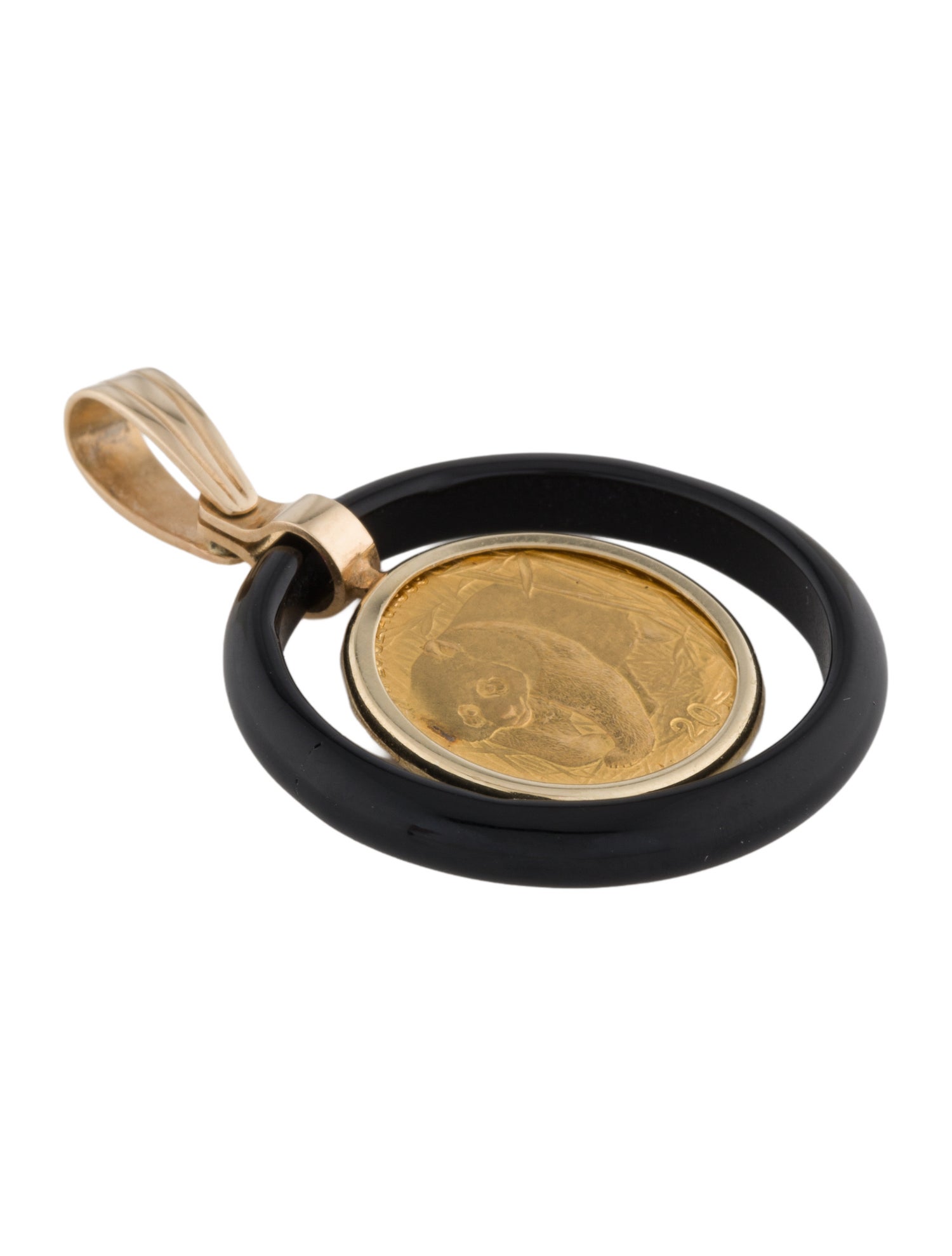 Pendant 14K Onyx 1/20 oz Panda Coin