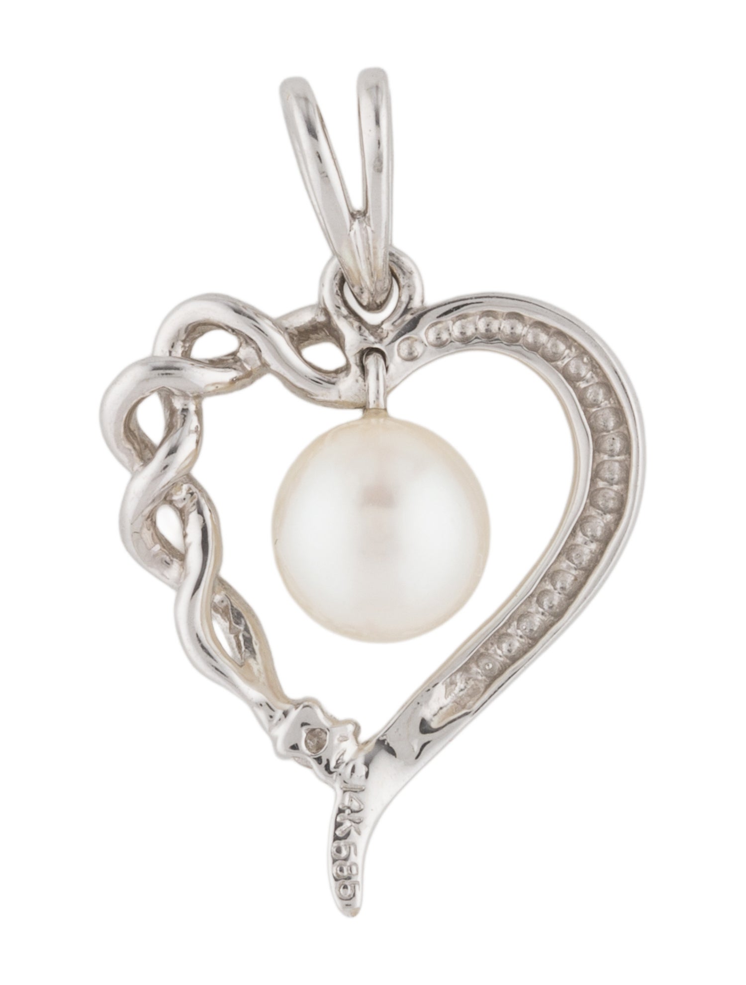 Pendant 14K Pearl & Diamond Heart