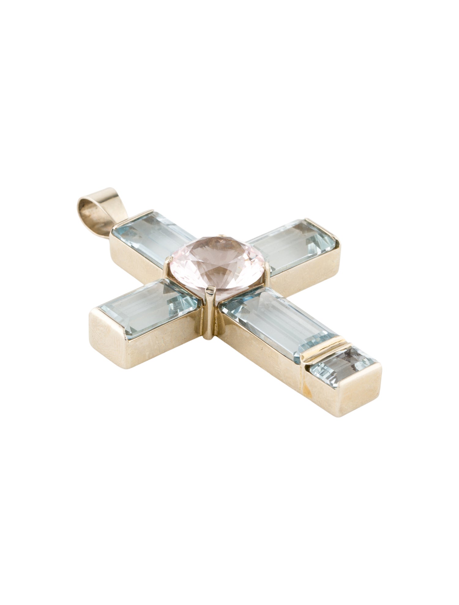 Pendant 14K 51.87ctw Topaz & 27.58ctw Morganite Cross