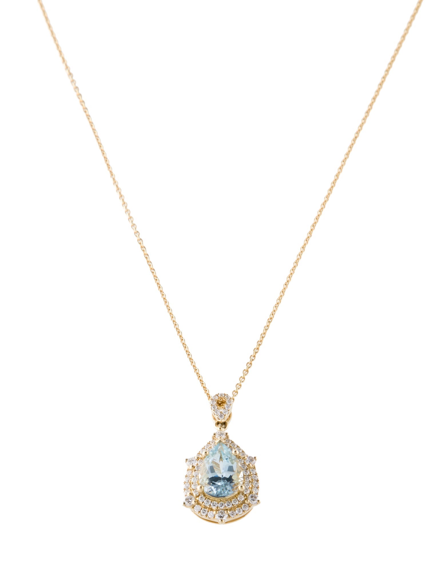 Pendant 14K Aquamarine & Diamond Pendant Necklace