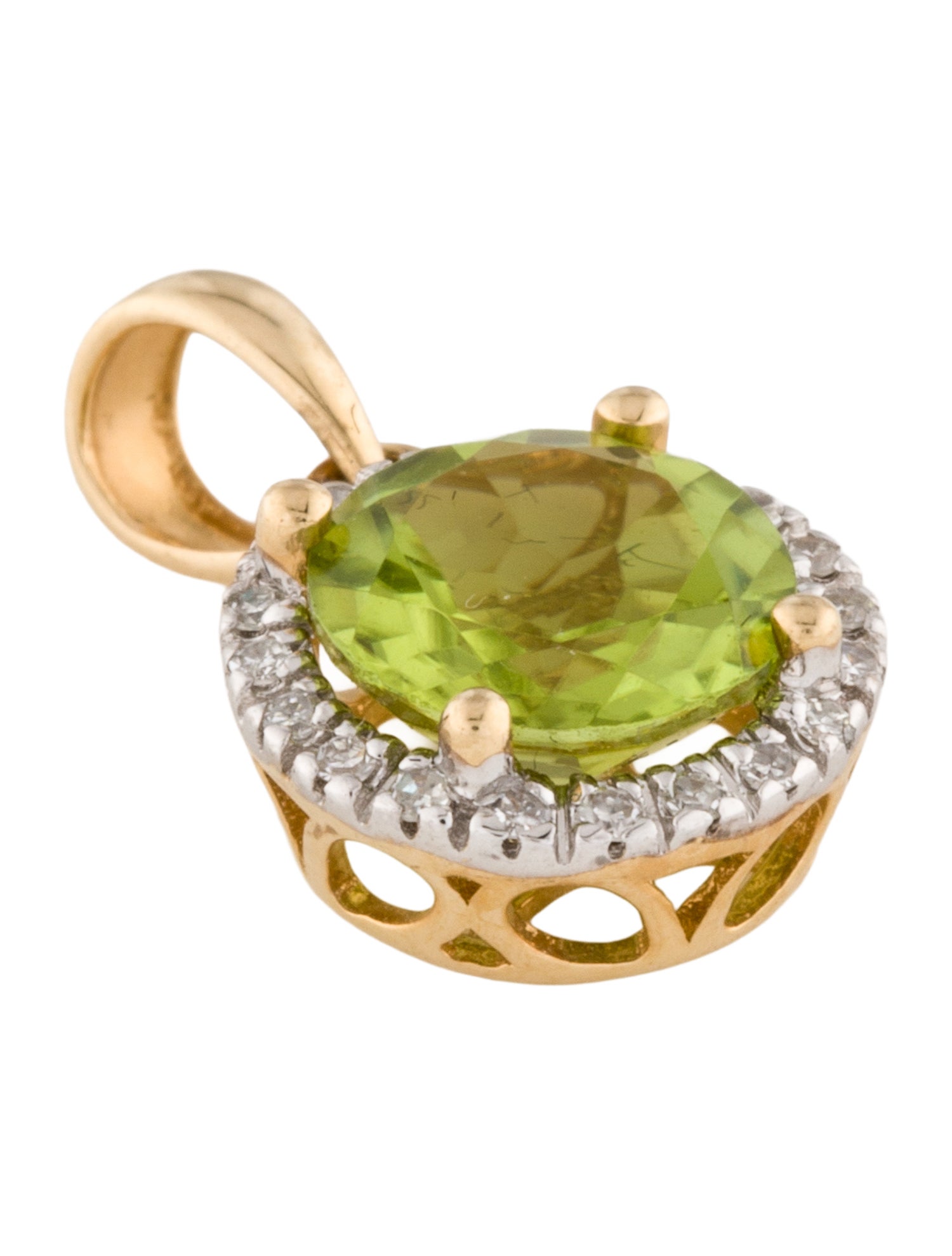 Pendant 14K 1.20ct Peridot & Diamond