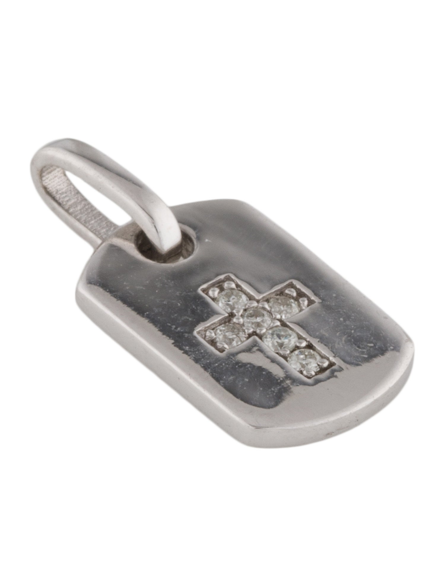 Pendant 18K Diamond Pavé Cross Tag