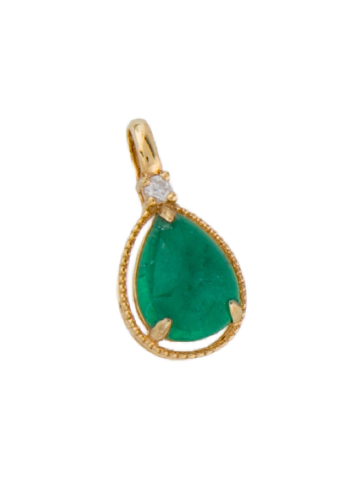 Pendant 18K 1.13ct Emerald & Diamond Prong Set Drop