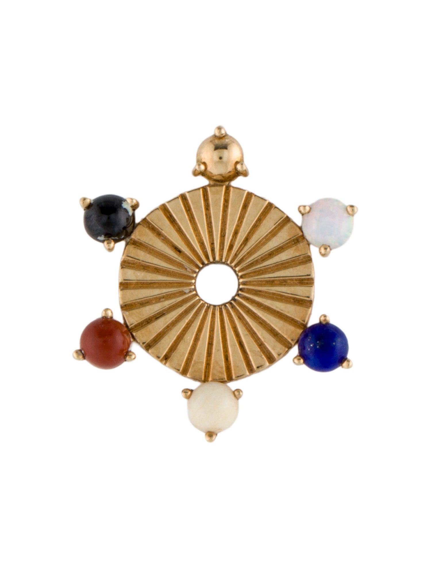 Pendant 18K Multi-Stone Disc Pendant