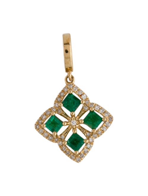 Pendant 18K Emerald & Diamond Clover Pendant