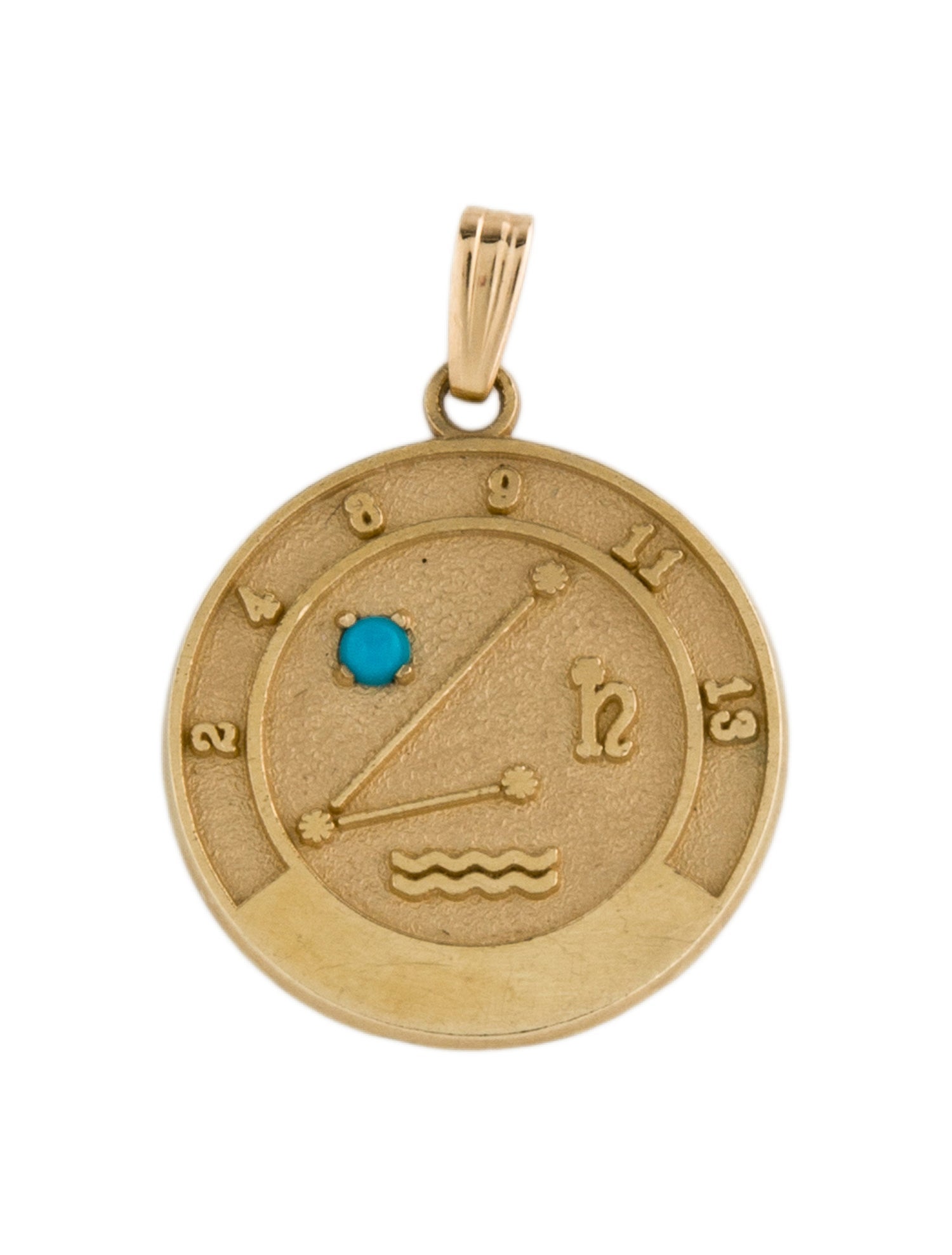 Pendant Roberts & Belk 14K Turquoise Zodiac Aquarius