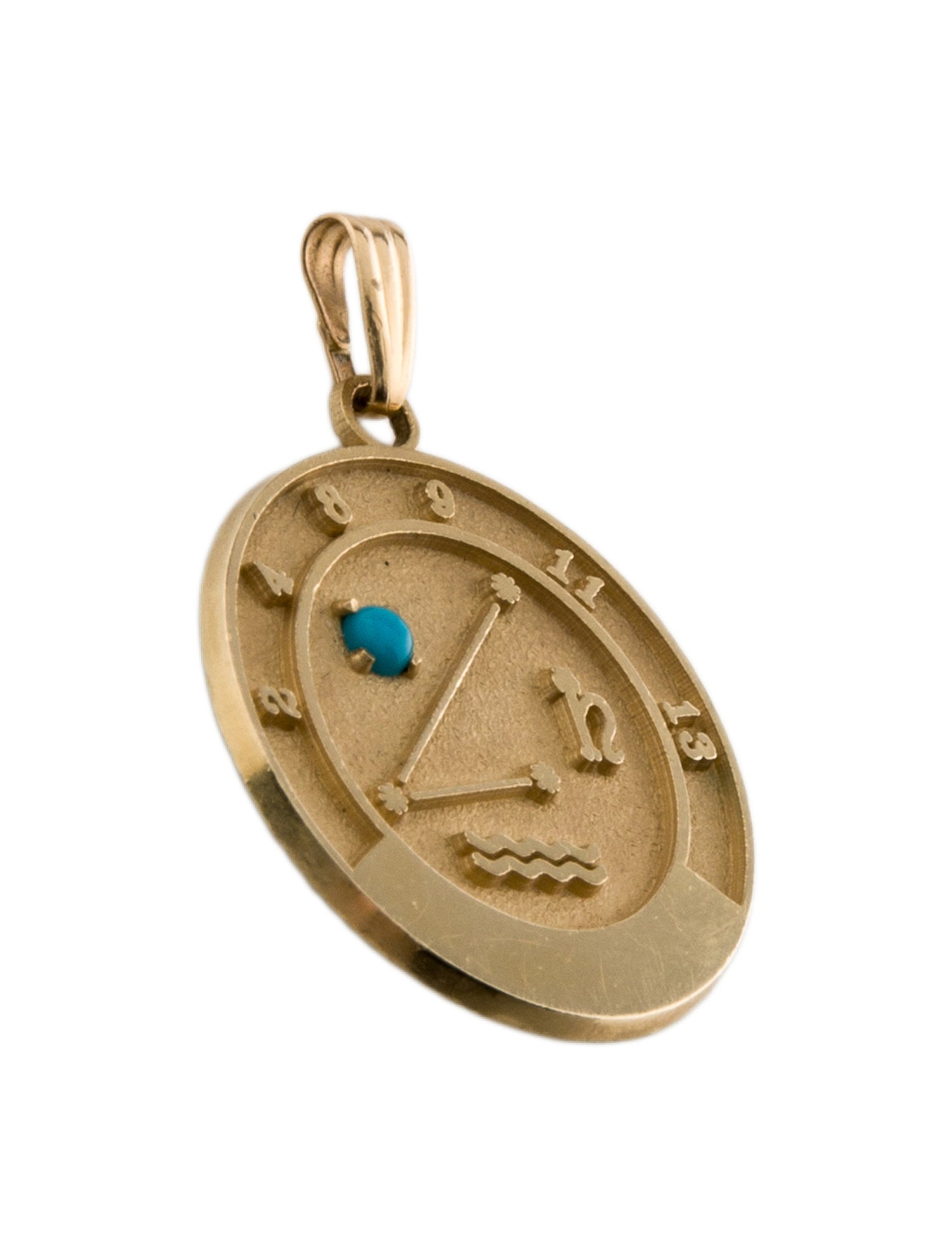 Pendant Roberts & Belk 14K Turquoise Zodiac Aquarius