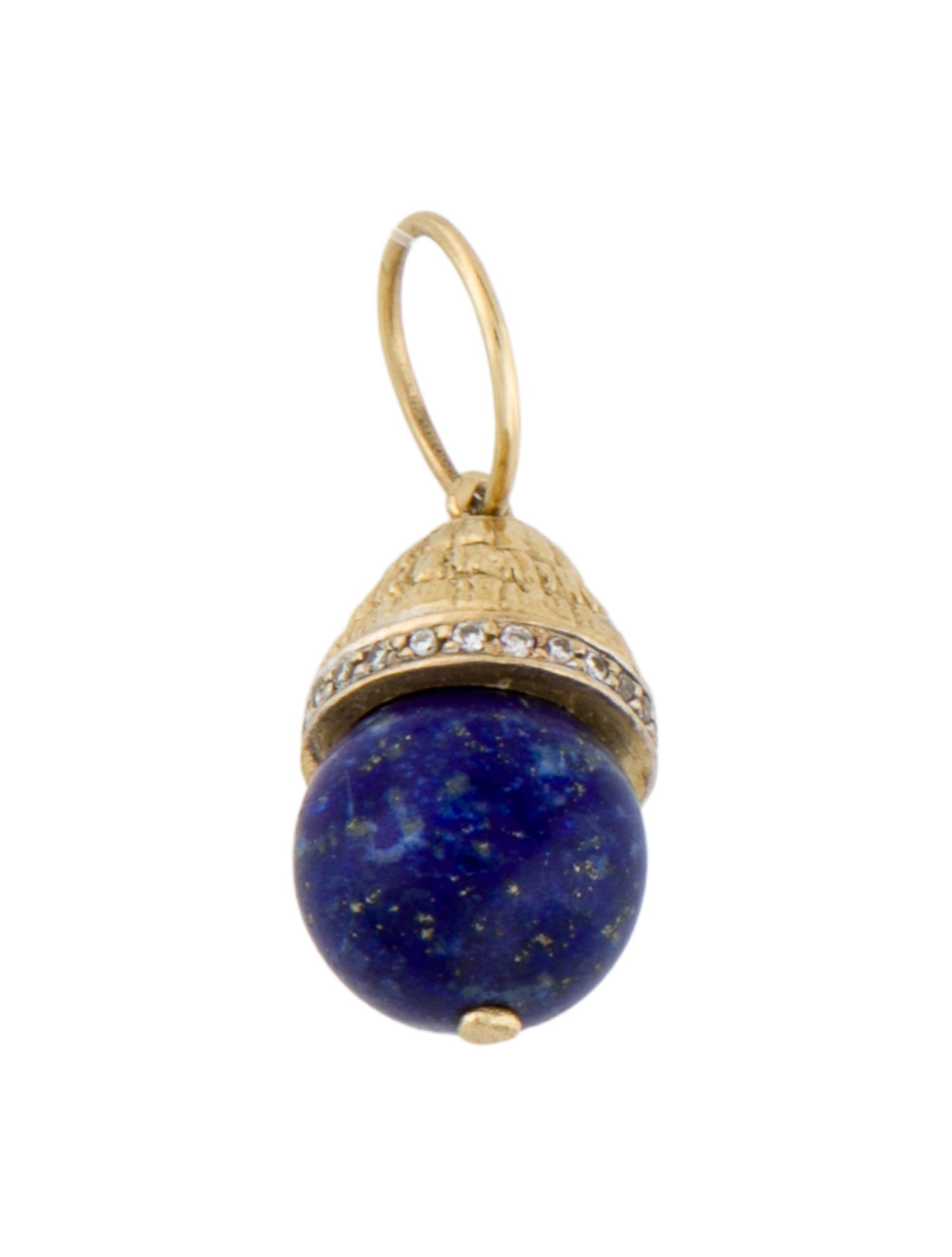 Pendant 18K Lapis & Diamond Acorn Charm