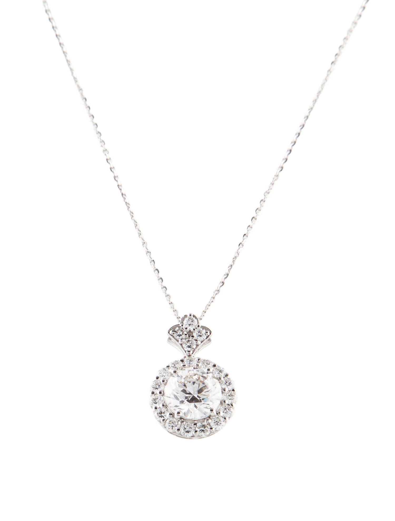 Pendant 14K 2.07ctw Lab-Grown Diamond Halo Pendant Necklace