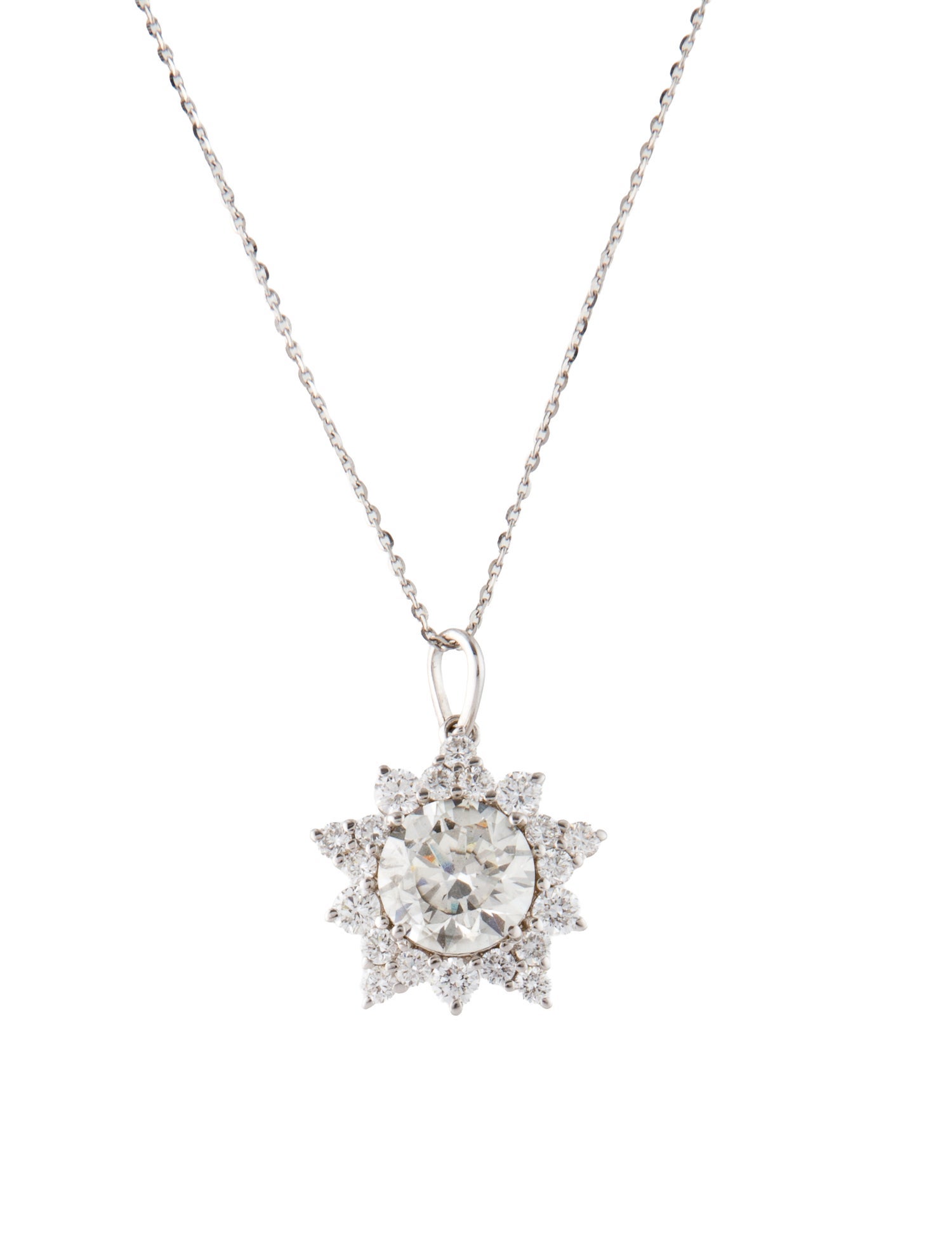 Pendant 14K 2.83ctw Lab-Grown Diamond Flower Pendant Necklace