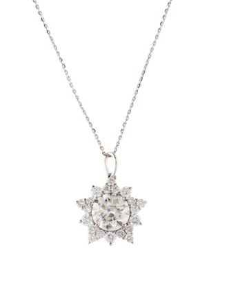 Pendant 14K 2.83ctw Lab-Grown Diamond Flower Pendant Necklace