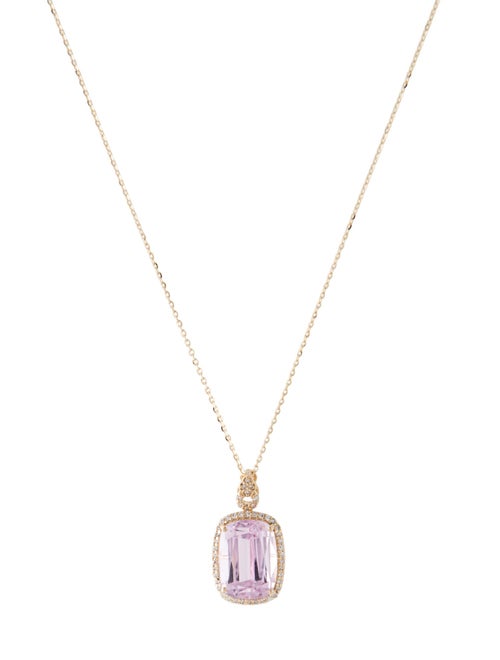 Pendant 14K 6.07ct Kunzite & Diamond Pendant Necklace