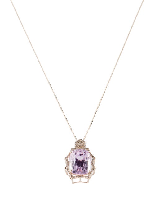 Pendant 14K 8.32ct Kunzite & Diamond Pendant Necklace
