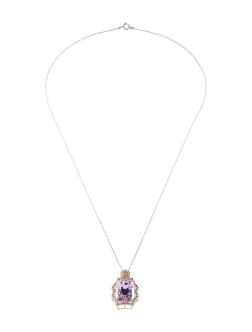 Pendant 14K 8.32ct Kunzite & Diamond Pendant Necklace