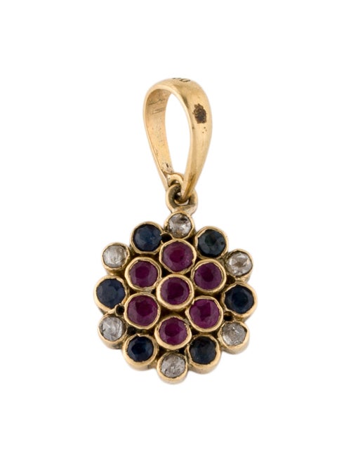 Pendant 18K Sapphire, Ruby & Diamond Pendant