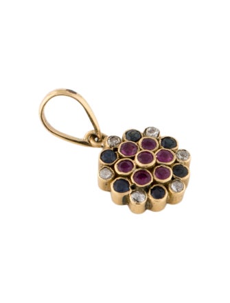 Pendant 18K Sapphire, Ruby & Diamond Pendant