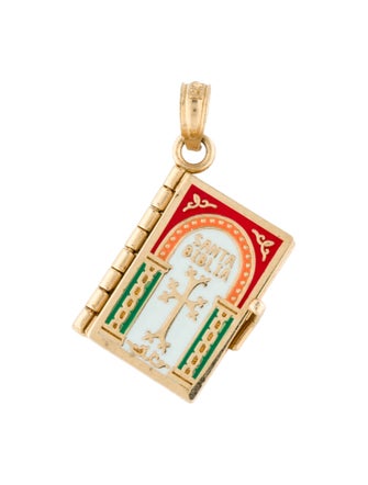Pendant 14K Enameled Santa Biblia Pendant