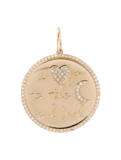 Pendant 14K Diamond I Love You To The Moon And Back Charm Pendant