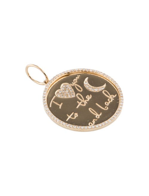 Pendant 14K Diamond I Love You To The Moon And Back Charm Pendant