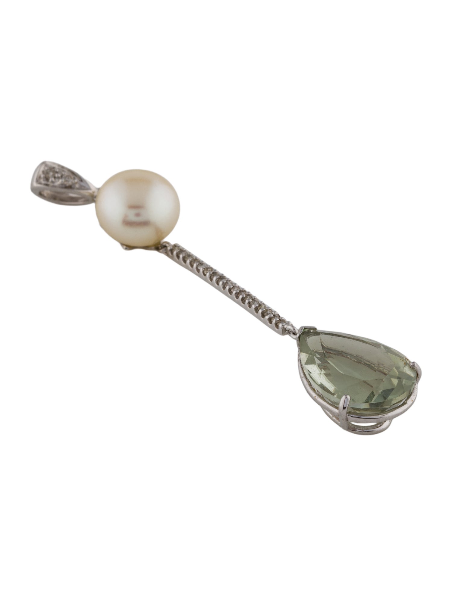 Pendant 14K Pearl, Prasiolite & Diamond Pendant