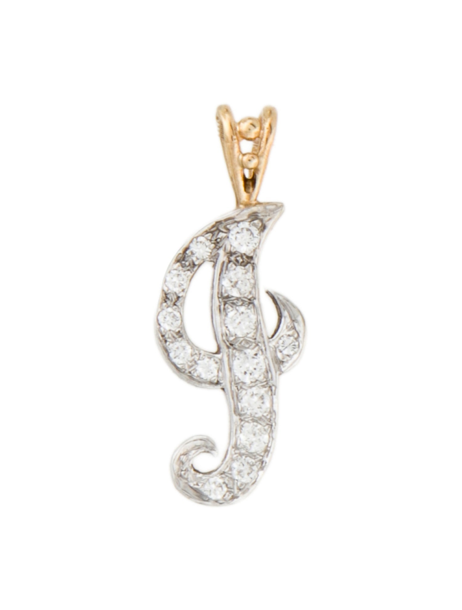 Pendant 14K Diamond Initial 'J'
