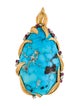 Pendant 18K 147.86ct Turquoise, Ruby & Diamond Pendant