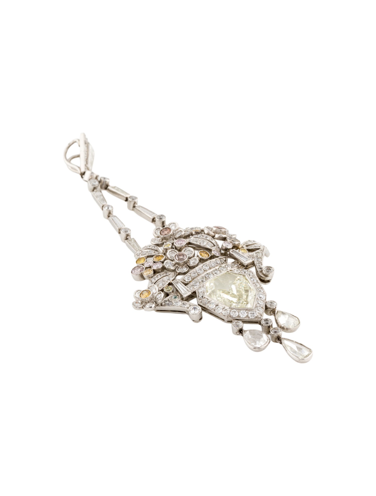 Pendant Platinum 3.99ct Shield Diamond