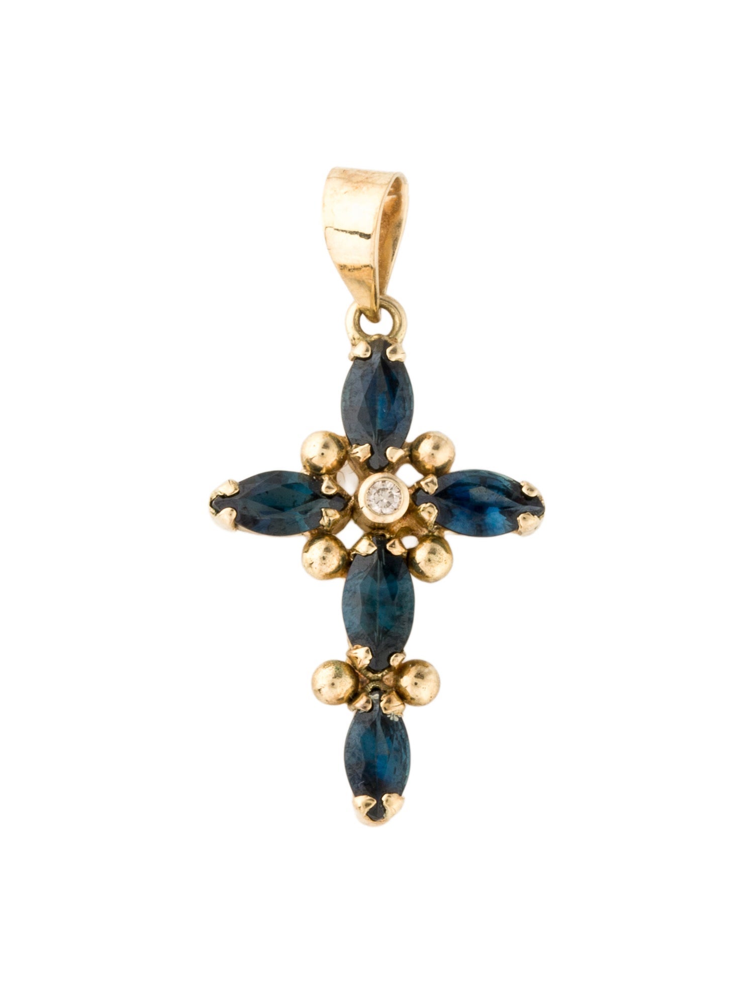 Pendant 14K Sapphire & Diamond Cross