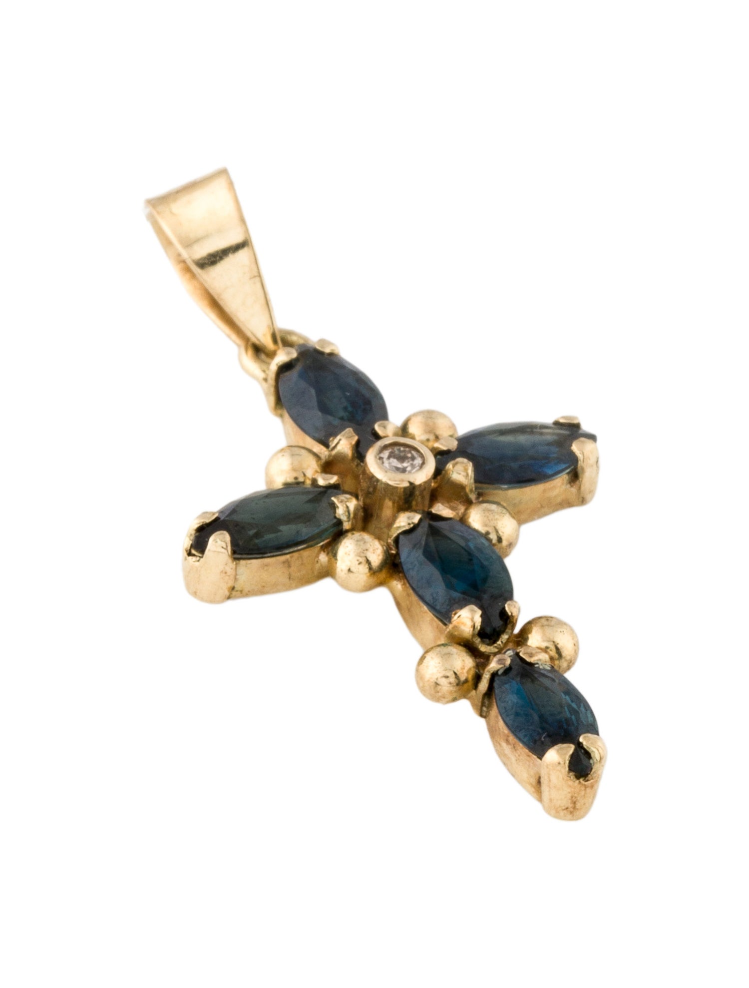 Pendant 14K Sapphire & Diamond Cross