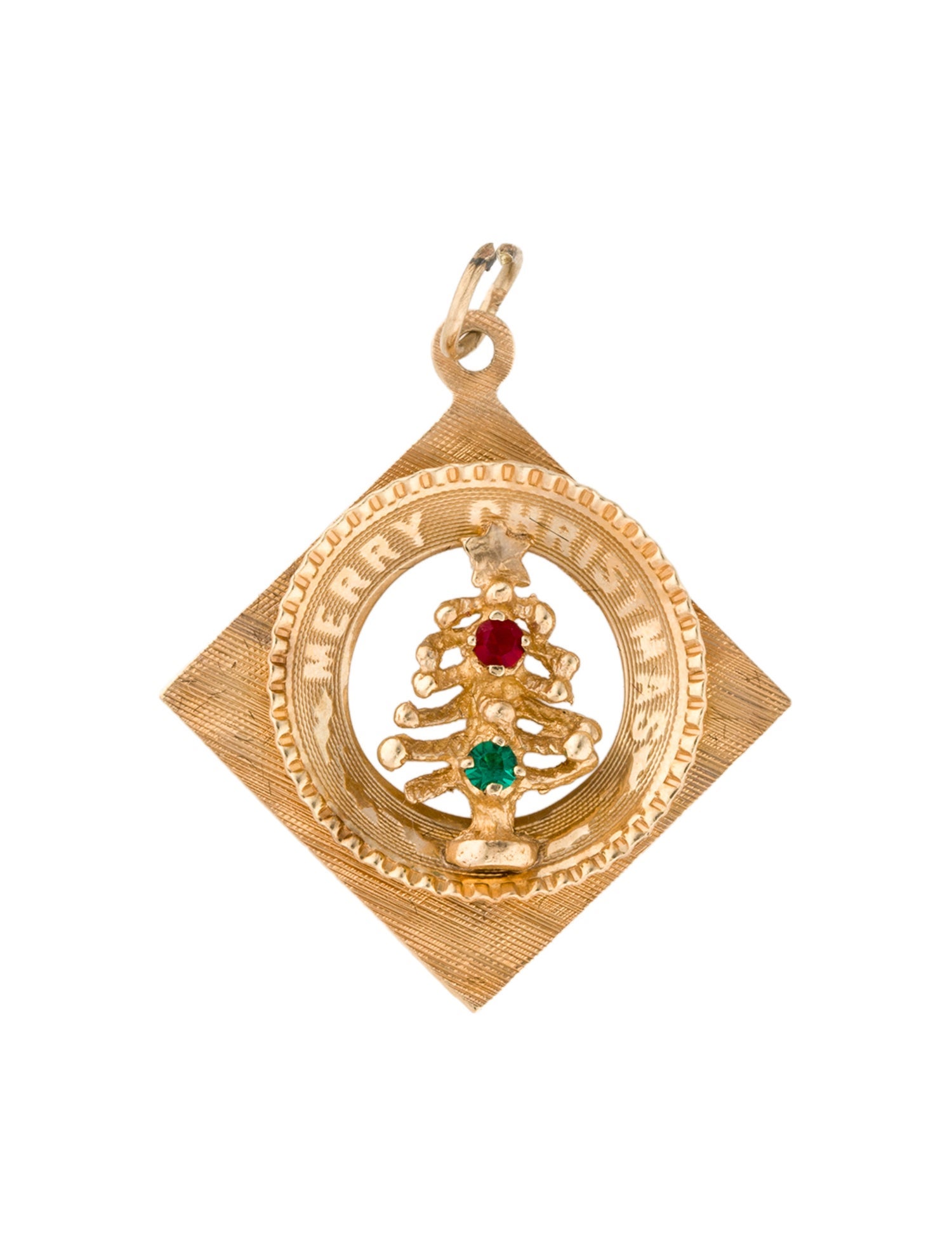 Pendant 14K "Merry Christmas" Tree Charm