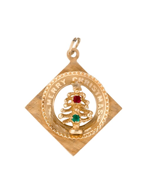Pendant 14K "Merry Christmas" Tree Charm