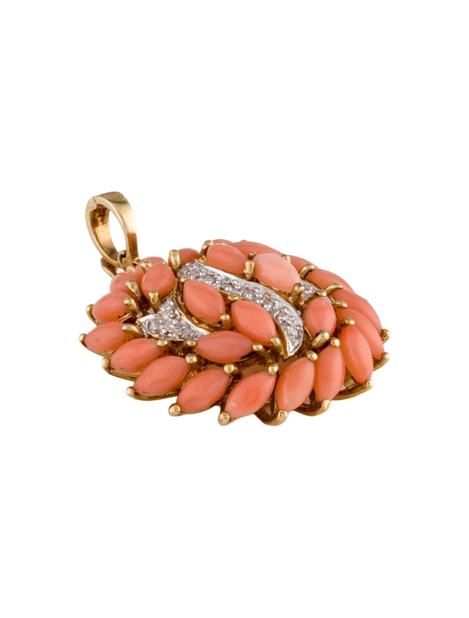 Pendant 14K Coral & Diamond