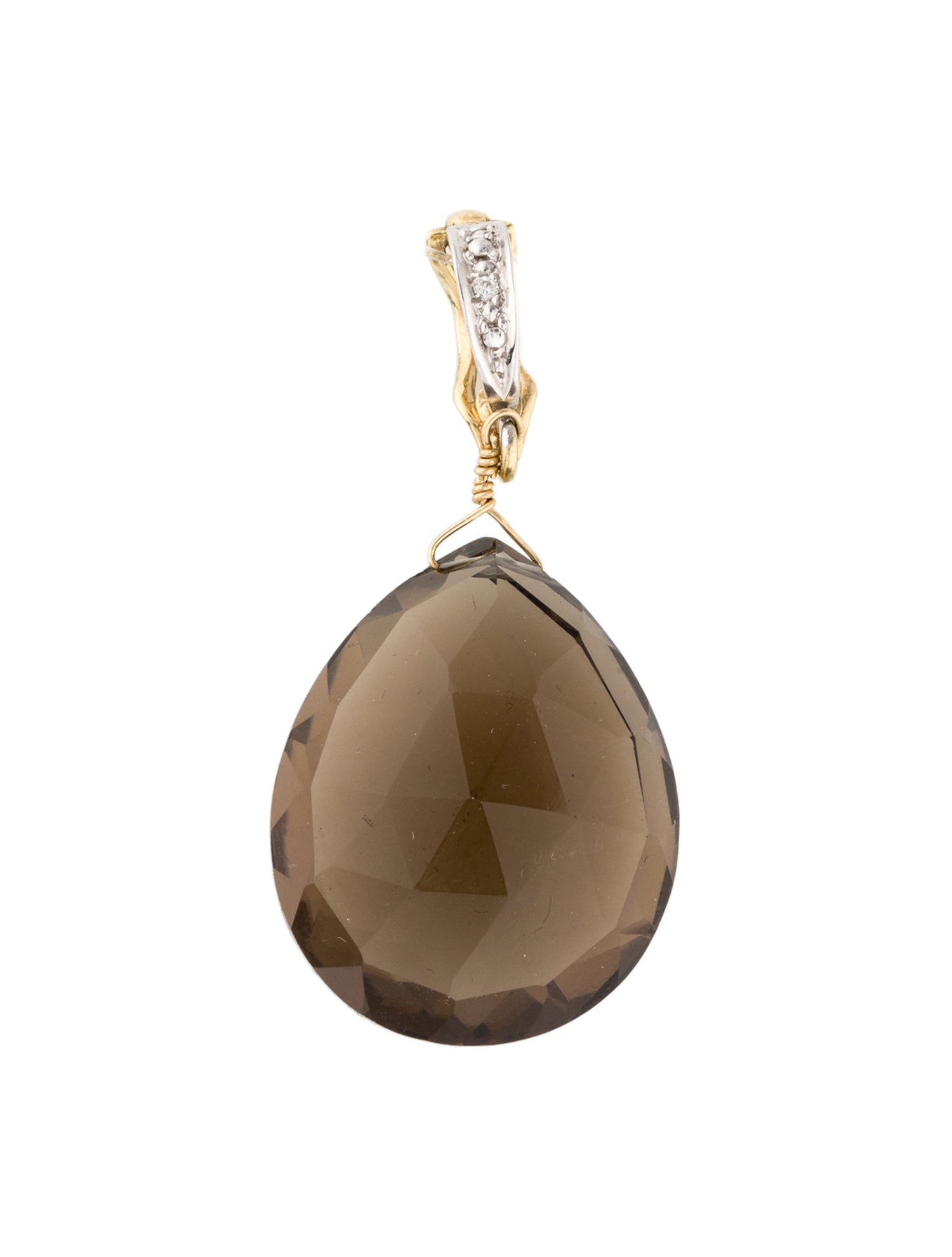 Pendant 14K Smoky Quartz & Diamond-Accented Enhancer