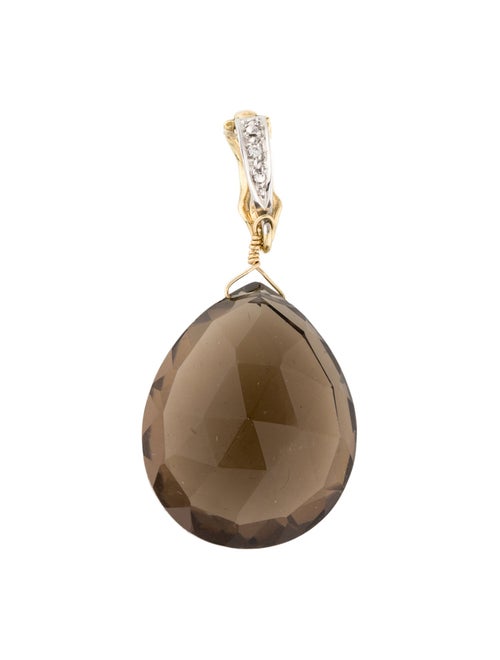 Pendant 14K Smoky Quartz & Diamond-Accented Enhancer Pendant