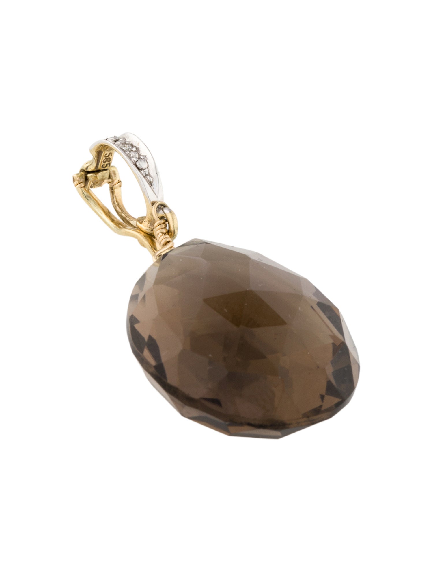 Pendant 14K Smoky Quartz & Diamond-Accented Enhancer