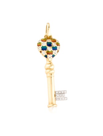 Pendant 18K Pearl, Diamond & Enamel Key Enhancer Pendant