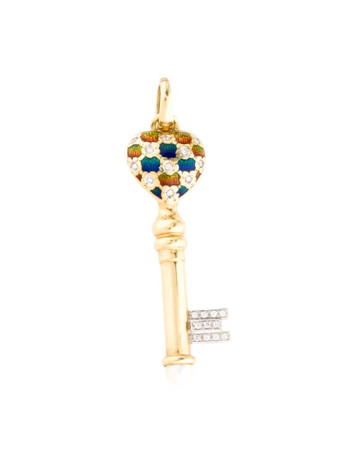 Pendant 18K Pearl, Diamond & Enamel Key Enhancer Pendant