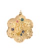 Pendant 14K Sapphire & Enamel 'Happy Birthday' Floral Pendant