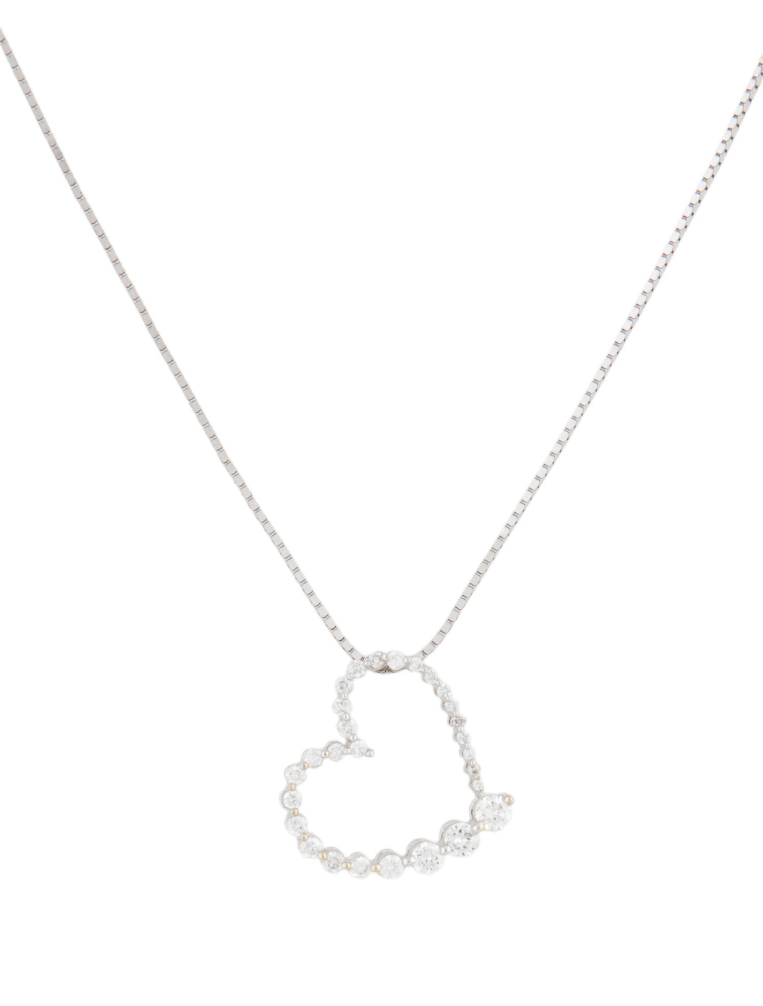 Pendant 14K Diamond Open Heart Necklace