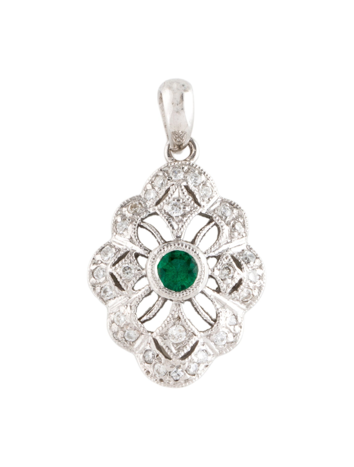 Pendant 14K Emerald & Diamond