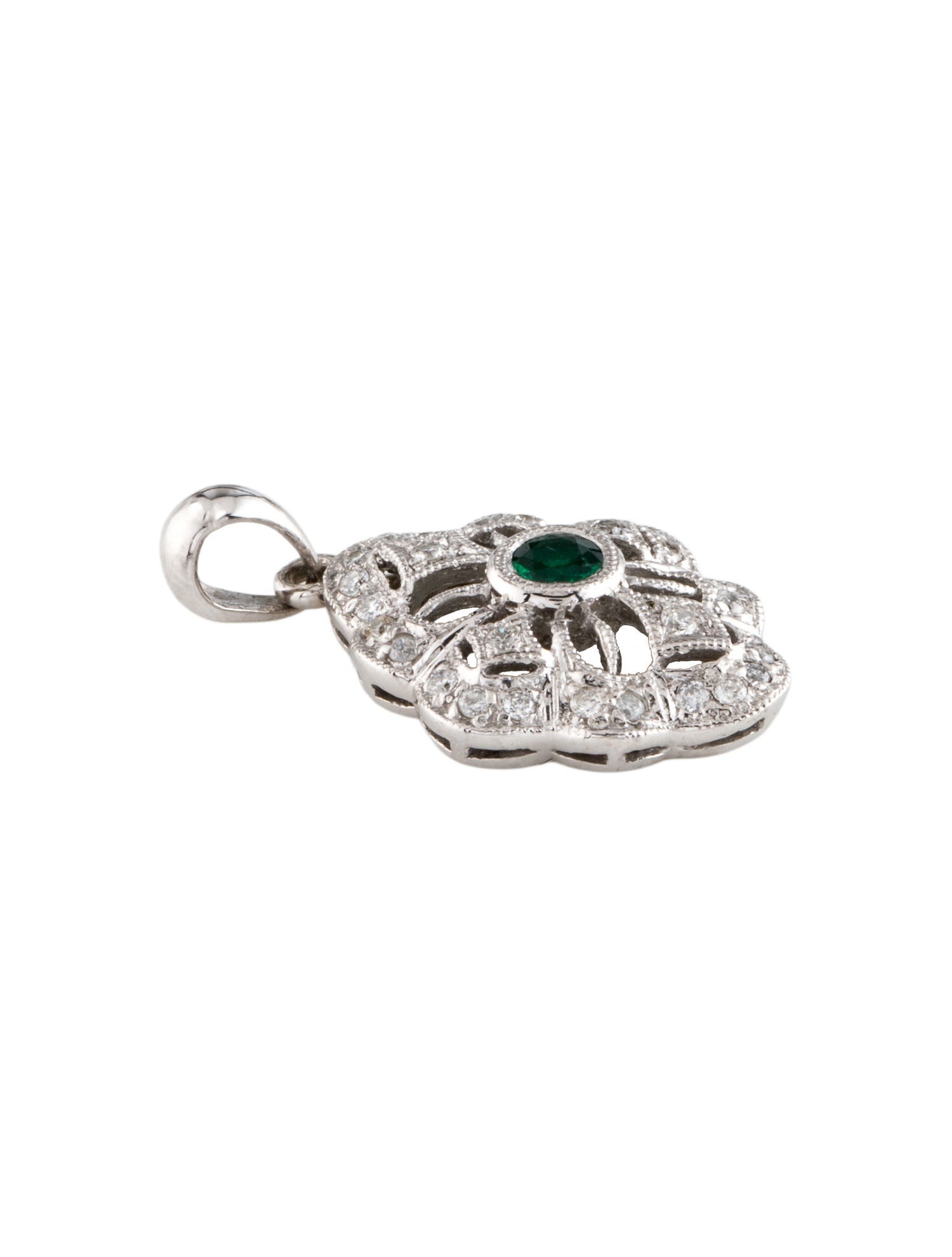 Pendant 14K Emerald & Diamond