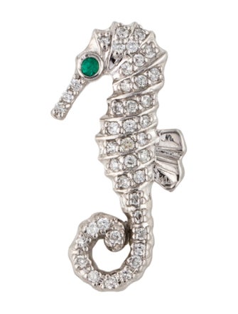 Pendant 14K Diamond & Emerald Seahorse Pendant