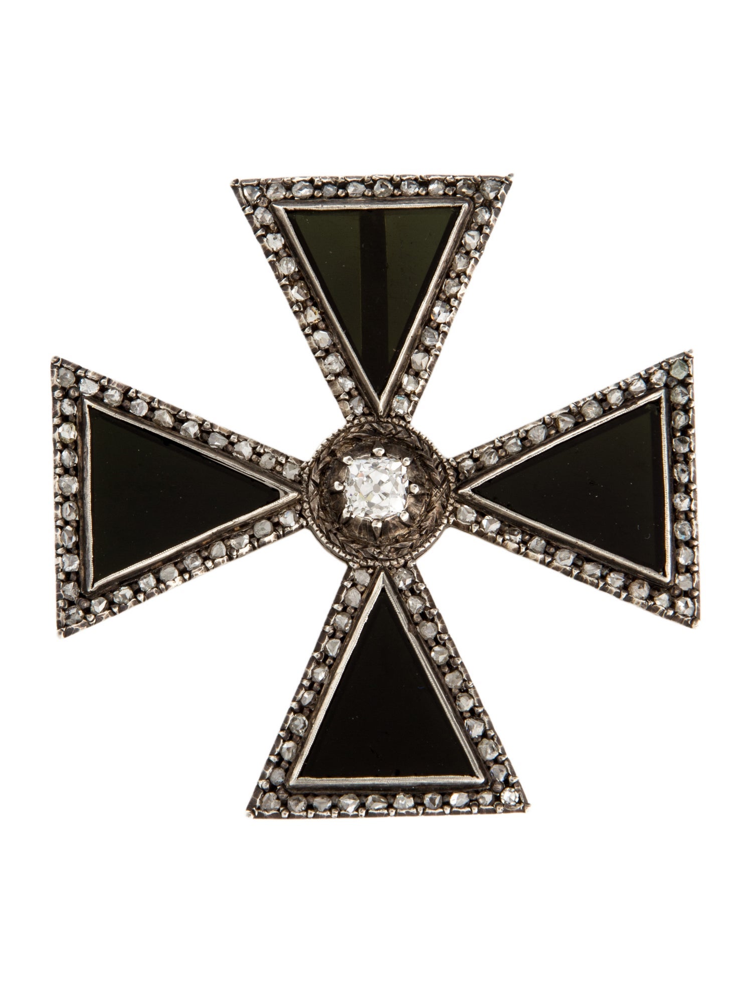 Pendant Antique Diamond & Glass Victorian Maltese Cross