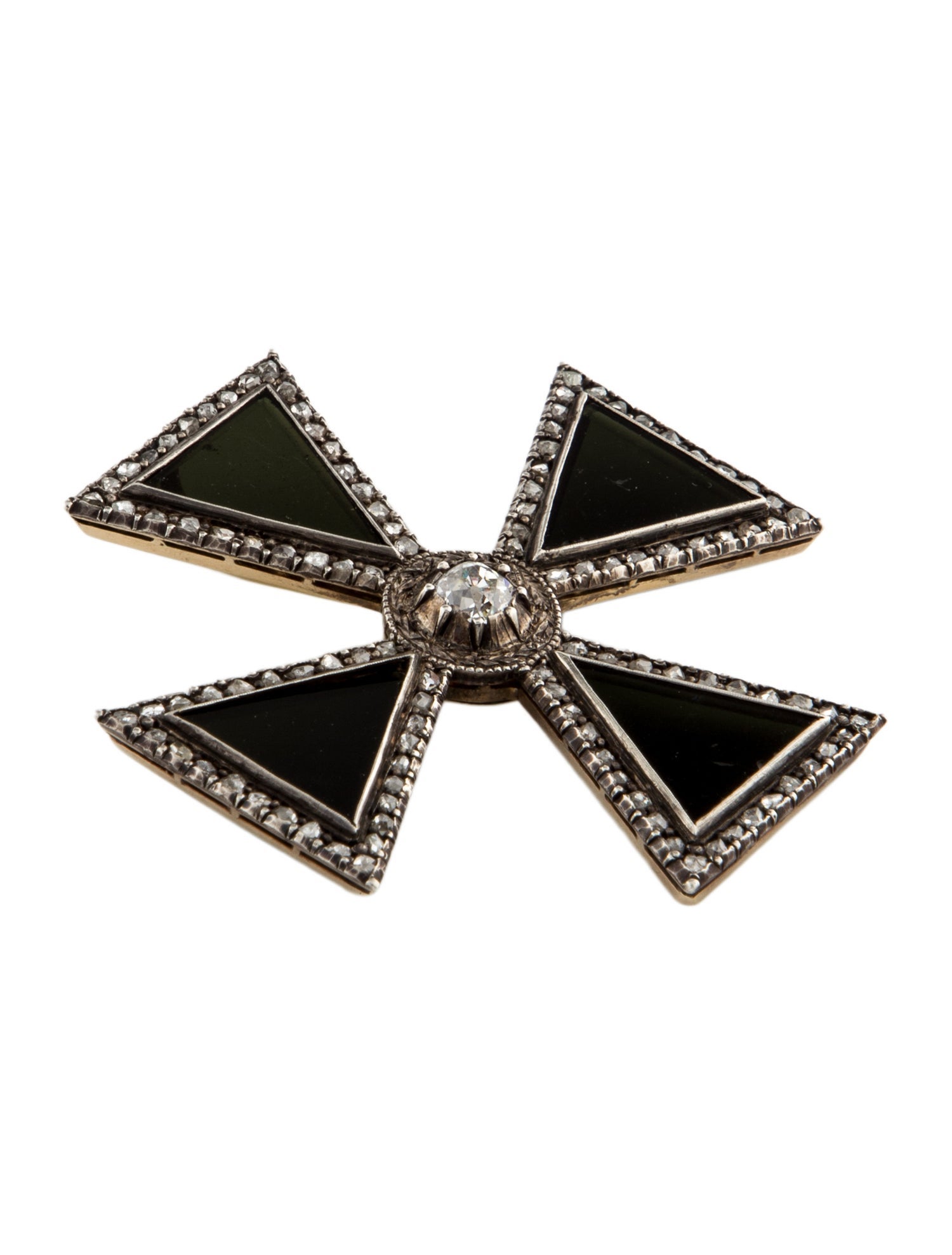 Pendant Antique Diamond & Glass Victorian Maltese Cross