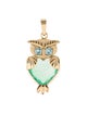 Pendant 14K Emerald & Zircon Owl Pendant