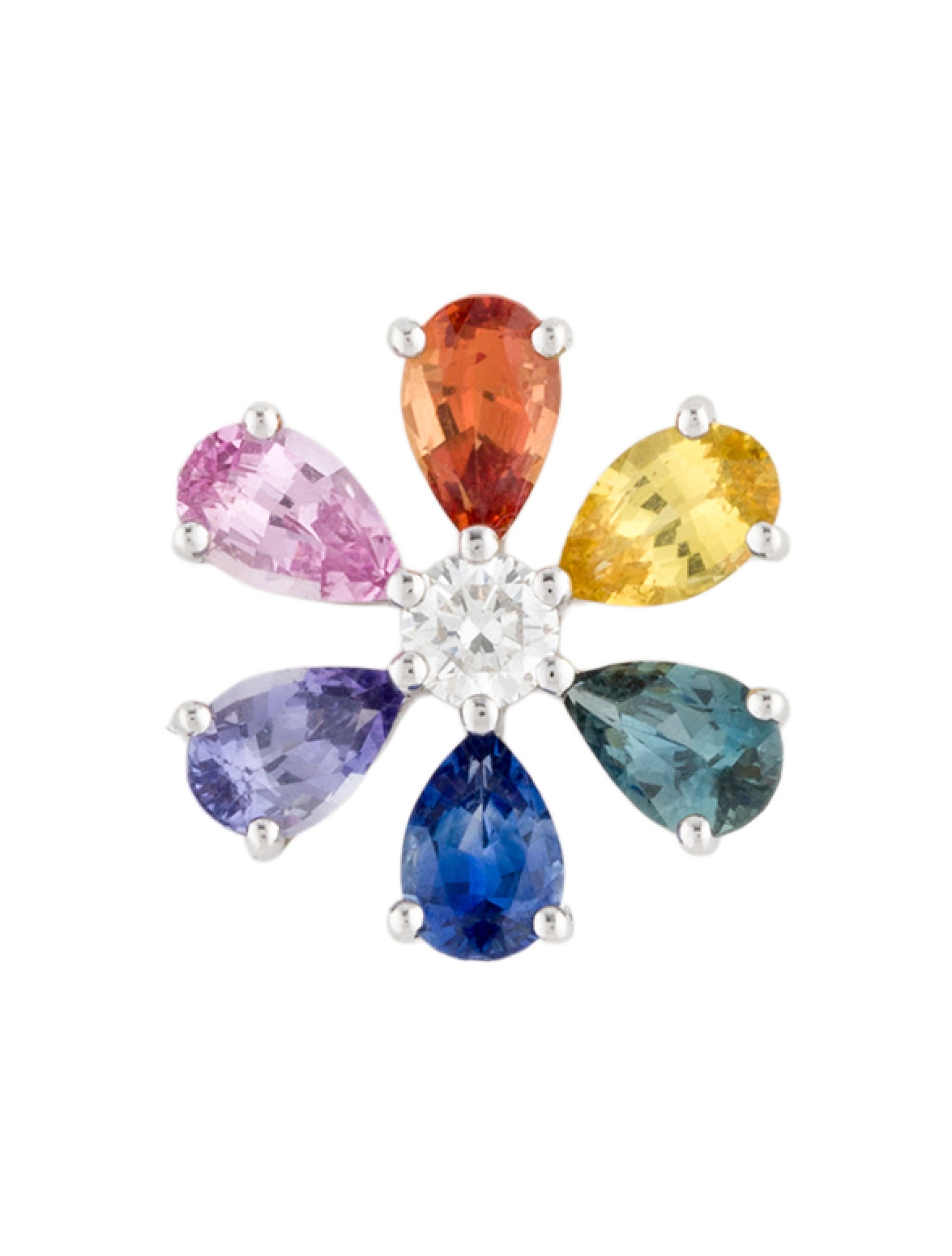Pendant 18K 1.26ctw Sapphire & Diamond Rainbow Flower